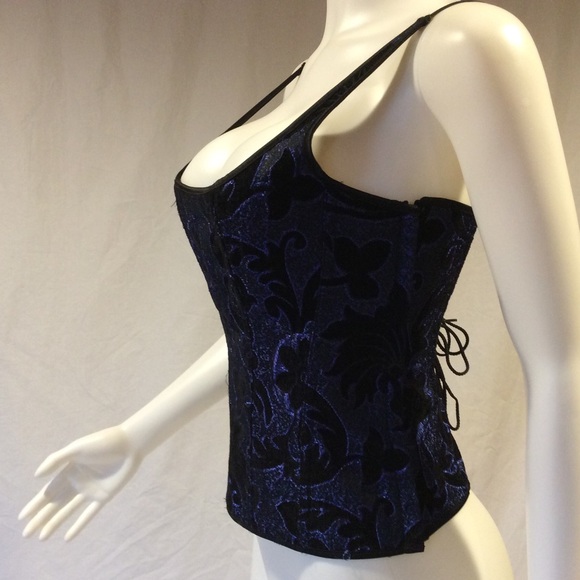 PLUS SIZE Frederick’s Hollywood Corset Black Blue - Picture 2 of 7